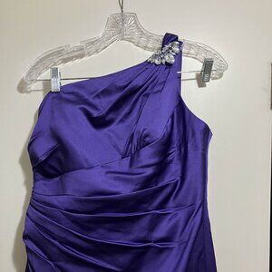 One Shoulder Purple David's Bridal Bridesmaid Dress Large